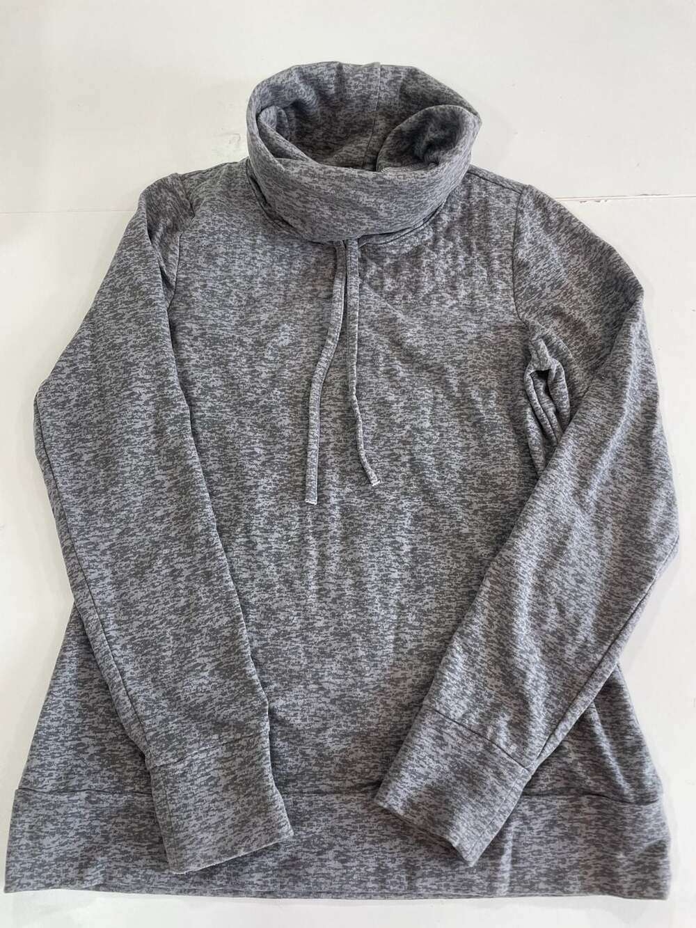 STOIC Cowl Neck Athletic Pullover Top Grey Space Dye long sleeve winter running